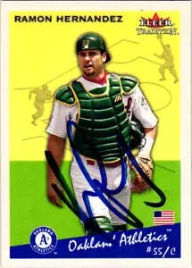 Ramon Hernandez Signed 2002 Fleer Tradition - #405 Oakland Athletics - Picture 1 of 2