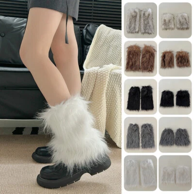 Winter Fashion Womens Girls Fluffy Fuzzy Faux Fur Leg Warmers Boot Covers Socks - image 1 of 4
