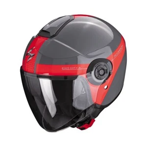 Scorpion Jet-Motorradhelm EXO-City II SHORT Visier+Sonnenblende grau-rot R22.06  - Bild 1 von 1