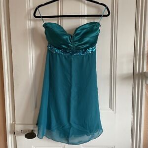 Babydoll Dress Teal Turquoise Sequin Dress Size 12