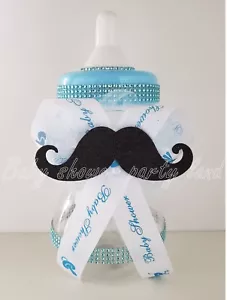 Little Man Schnurrbart Herzstück Flasche groß Babyparty It's a Boy Sparschwein - Bild 1 von 5