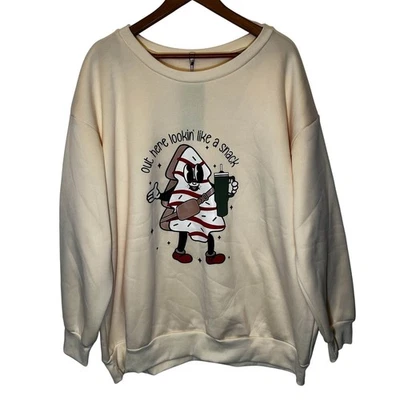 Sudadera de galletas de Navidad talla grande crema 3X nueva con etiquetas Out Here Lookin' Like a Snack Foto 1 de 4