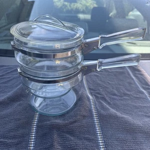 Pyrex Flameware B1/A12 1.5 Quart Glass Pot with Double Boiler Insert - Picture 1 of 13