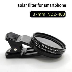 37mm Cellphone Camera Lens Variable ND filter Neutral Density ND2,ND400 Clip,On-