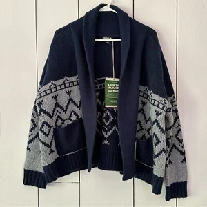 Cardigan maglione donna Toad & Co Nitsa scialle aperto taglia L blu $170 NUOVO misto lana - Foto 1 di 9