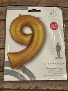 Anagram Gold Foil Balloon Party Decoration Number 9 34” - Picture 1 of 4