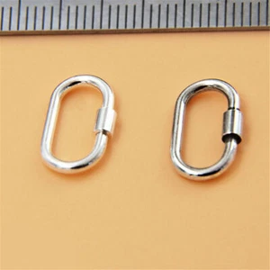 2PCS 925 Sterling Silver Oval Screw Clasps Connectors For DIY Bracelet Necklace - Picture 1 of 9