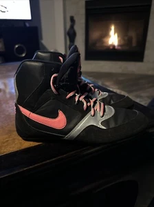 Rare Nike Wrestling Shoes Womens 7.5 Greco Supreme High Top Black Pink Silver - Picture 1 of 6