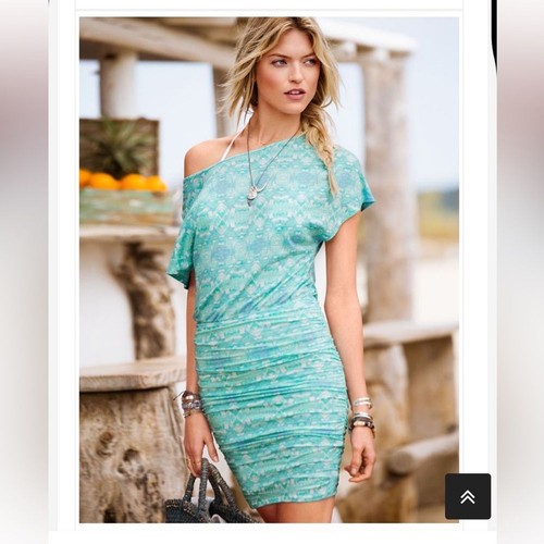 UNDERCOVER Abito donna Victoria's Secret verde e bianco top increspato laterale piccolo cotone