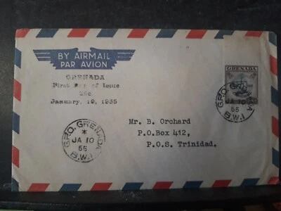 1955 First Day of Issue: Grenada to Port of Spain Trinadad, Registered Post  - Image 1 of 2