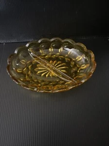 Vintage Amber Glass Oval Candy Dish - Picture 1 of 4