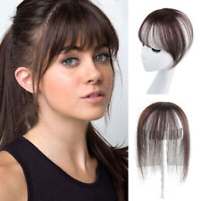 100% Remy Human Hair Straight 3D Neat Air Bang Fringe Clip in Toppers Top Piece