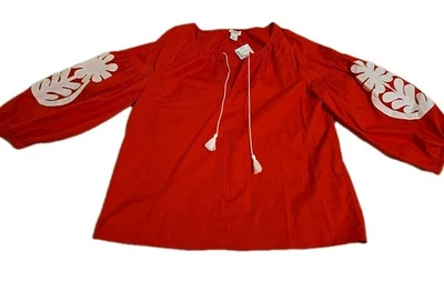 Camisa Blusa J.Crew Manga Globo Roja Manga Caída Mujer Talla S Vacaciones Foto 1 de 4