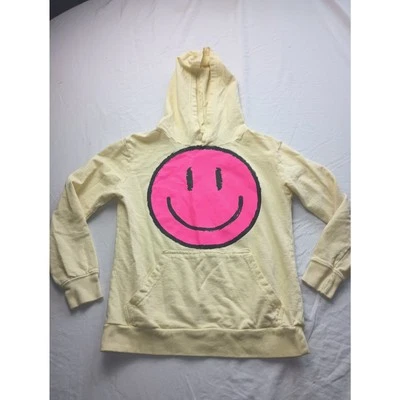 Moletom com capuz vintage Havana meninas amarelo rosa rosto sorridente pequeno - Imagem 1 de 4