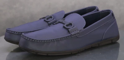 Mocassim masculino Aldo Orlovoflex $150 Horsebit sapatos casuais tamanho 12 M couro azul em excelente estado usado - Imagem 1 de 4