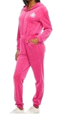 Mono Juicy Couture Terciopelo Manga Larga XL Sudadera con Capucha Ropa de Salón *Rosa Oscuro Foto 1 de 4
