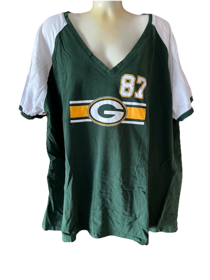 CAMISETA MUJER EQUIPO NFL GREEN BAY PACKERS CUELLO EN V TALLA 3XL Foto 1 de 4