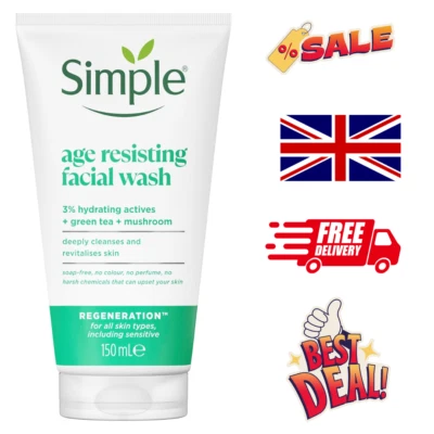 Simple Regeneration Age Resisting Facial Wash with green tea and prebiotic clean