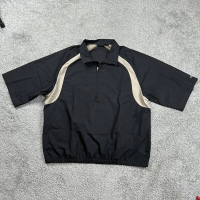 Jaqueta corta-vento masculina IZOD XFG golfe manga grande 1/2 pull-over preta e marrom - Imagem 1 de 4