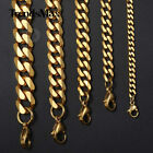 14K Gold Plated Stainless Steel Cuban Curb Link Necklace/Bracelet or Jewekry Set