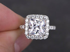 3ct Simulated Diamond Halo Engagement Ring 14k White Gold Plated Round Accents