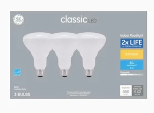 GE Classic 65-Watt EQ LED Br30 Soft White Dimmable Floodlight Bulb 650 Lm 3-PACK - Picture 1 of 5