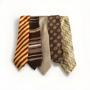 Vintage Mix Men's Patterned Mixed Material Designs Bundle Necktie Ties x5 - Picture 1 of 4