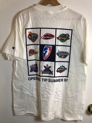 Camisa De Colección 1997 Campeón Logo WNBA Temporada Inaugural Punta de Apertura Puntada Única Foto 1 de 4