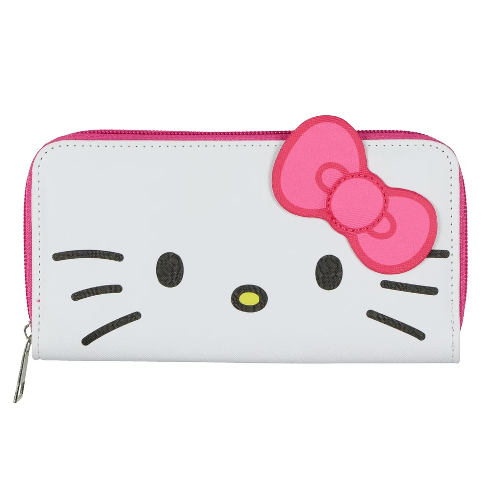 Cartera Sanrio Hello Kitty para mujer 3D lazo imitación cuero cremallera completa alrededor Foto 1 de 4