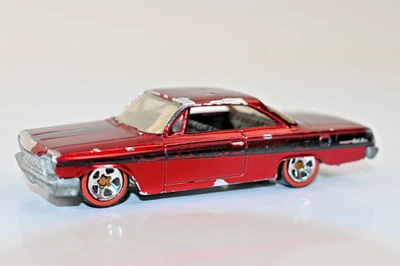 Chevy Impala 1962 Hot Wheels Redline rojo negro diecast coche vintage suelto Foto 1 de 4