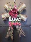 LARGE WIRE BOW SHAPED LOVE WREATH HOLIDAY DECORATIVE HANDMADE IN USA