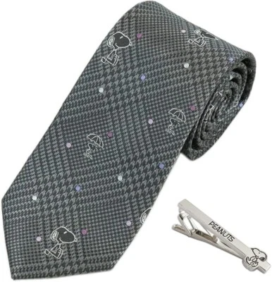 [Cacahuetes] Juego de barra de corbata y corbata PN914458 Gris 001 marca SNOOPY pasador de corbata Foto 1 de 4