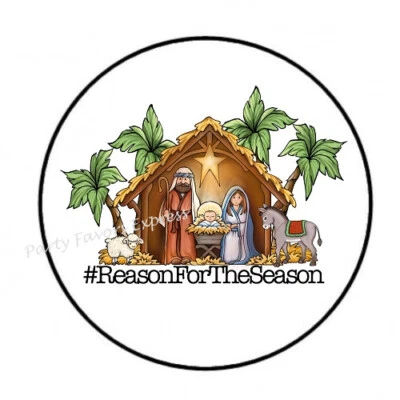 PARTY FAVORS EXPRESS 30 NATIVITY CHRISTMAS ENVELOPE SEALS LABELS STICKERS PARTY FAVORS 1.5"