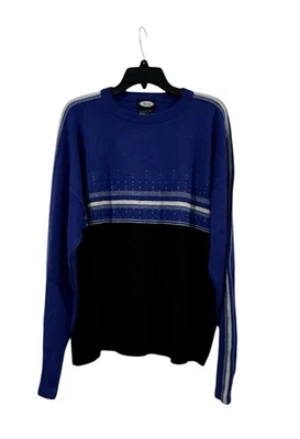 Pullover vintage de mezcla de lana Meister Crewnexk azul y negro para hombre: talla M Foto 1 de 4