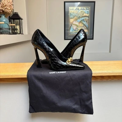 Zapatos de tacón Saint Laurent Severine de cuero de cocodrilo negro - Nuevos - Auténticos - $1100 Foto 1 de 4