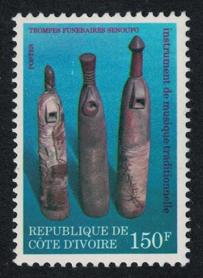 Cuernos funerarios Senoufo Costa de Marfil Instrumentos Musicales RARO 1979 MNH SG#604 Foto 1 de 1