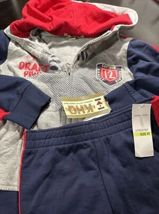 Boy’s Grey Blue Cotton Casual Sport Zip Jacket Elastic Waist Pants Size 4T Set - Picture 1 of 15