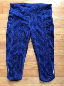 Athleta Women's Cobalt Blue/Black Patterned Capri Running Leggings Sz S - Picture 1 of 5