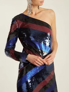 $2200 Authentic Rare DIANE VON FURSTENBERG Women's One-Shoulder Sequin Dress - Picture 1 of 12