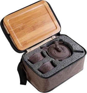 Kungfu Teapot Handmade Yixing Zisha Travel Tea Set Purple with Tray - Unused - Picture 1 of 1
