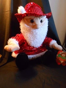 "NUEVO CON ETIQUETAS PELUCHE DE PELUCHE VAQUERO SANTA con TRAJE DE LENTEJUELAS ROJAS Juguetes acurrucados 12" - Imagen 1 de 7