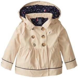 NEW Nautica Girls Babydoll Coat BABY DOLL KID JACKET SIZE 3 T TAN TRENCH #539 - Picture 1 of 1