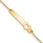 Real 14kt Yellow Gold Children's Polished Heart W/1in Ext. Id Chain Bracelet
