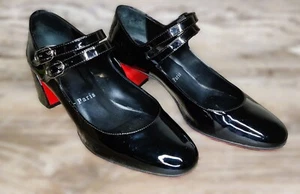 Christian Louboutin Miss Jane 55mm Patent Calf Black Pumps Heels Shoes 34 EU - Picture 1 of 24