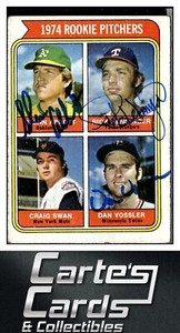 Glenn Abbott Rick Henninger Dan Vossler 1974 Topps #602 TTM/IP Auto Signed by 3