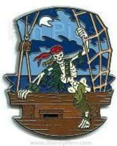 Disney Pin 47072 DLR Pirates of the Caribbean Skeleton Climbing out of Ship Gold - Picture 1 of 1