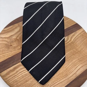 Brioni Silk Made In Italy Black With White Strip. 4” Wide - Picture 1 of 5