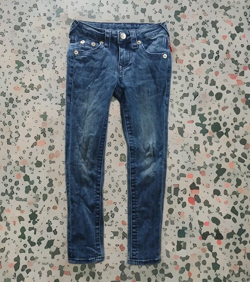 Jeans azul Julie True Religion feminino tamanho 6 ponto grosso azul escuro acento - Imagem 1 de 4