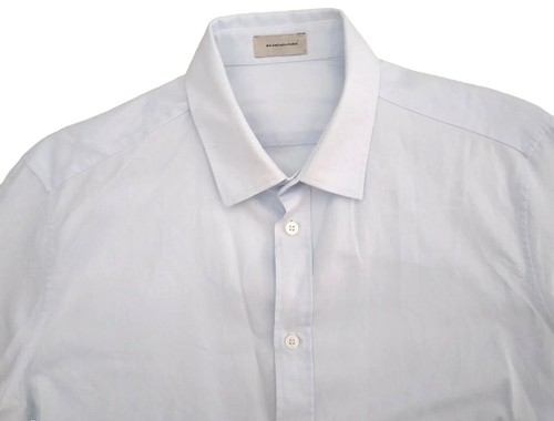 Camicia abito da uomo Balenciaga motivo testa unghie blu polvere LS polsino francese 42