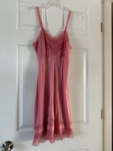 Adonna Pink lacy Nightgown Medium Size 32 Silky Feel Lightweight - Picture 1 of 6
